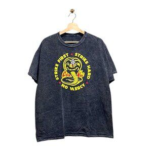 Cobra Kai Karate Kid Graphic Mens Tee Shirt Black Size L 80’s Retro Martial Arts